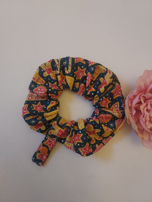 Gingerbread tubie scrunchie, feeding tube, nj, ng, oxygen tube christmas