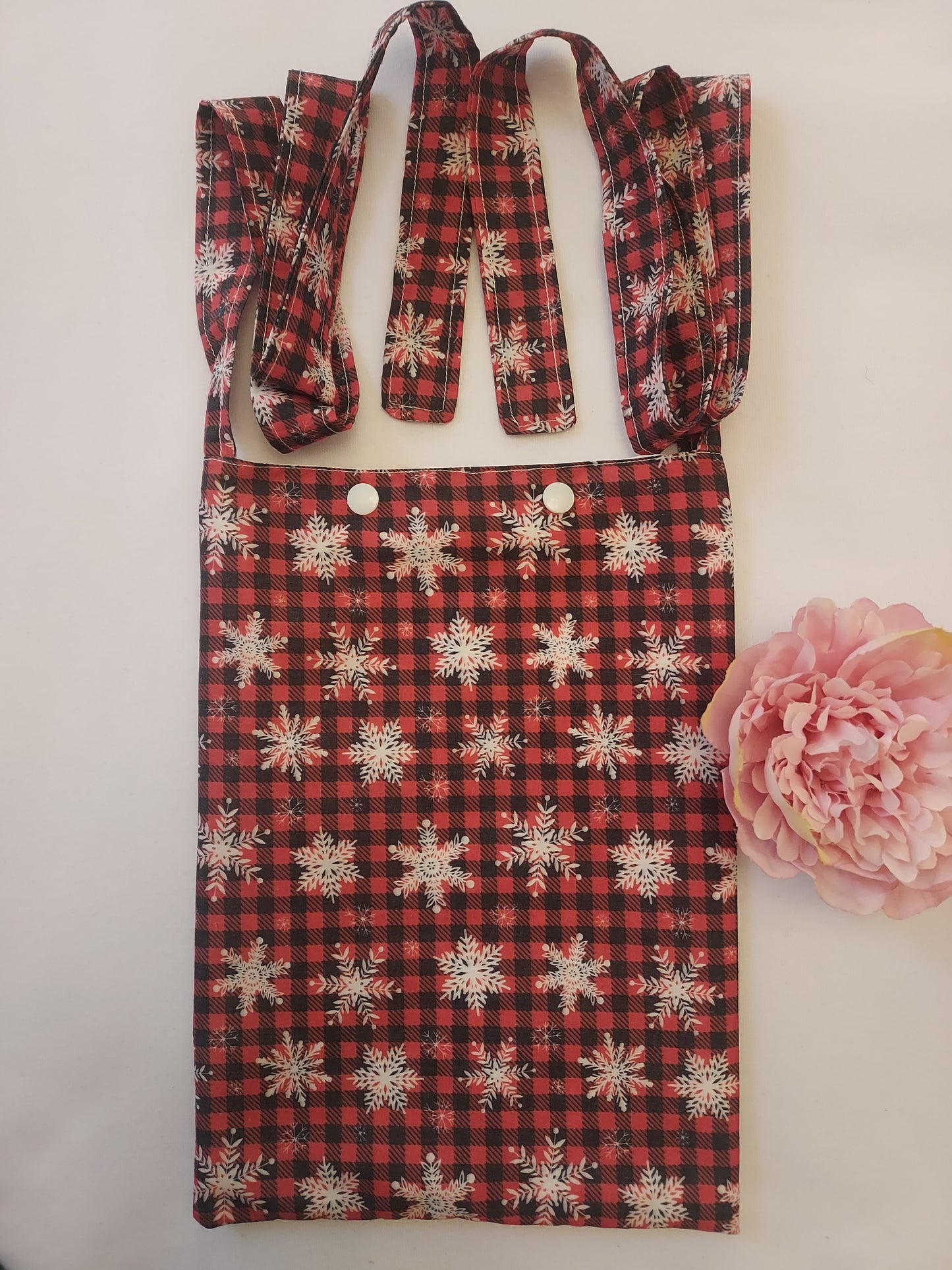 Snowflake Tartan syringe driver bag, medical bag, feeding tube, medical accessories. Shoulder bag, pump bag, chemo pump, cancer