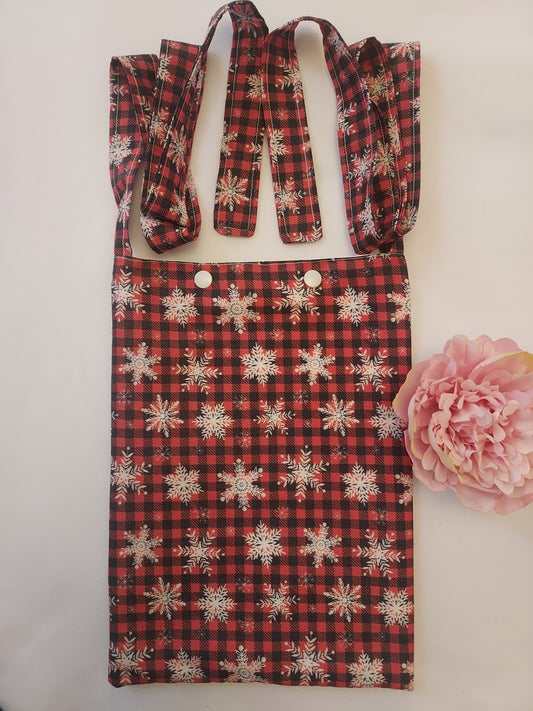 Snowflake Tartan syringe driver bag, medical bag, feeding tube, medical accessories. Shoulder bag, pump bag, chemo pump, cancer