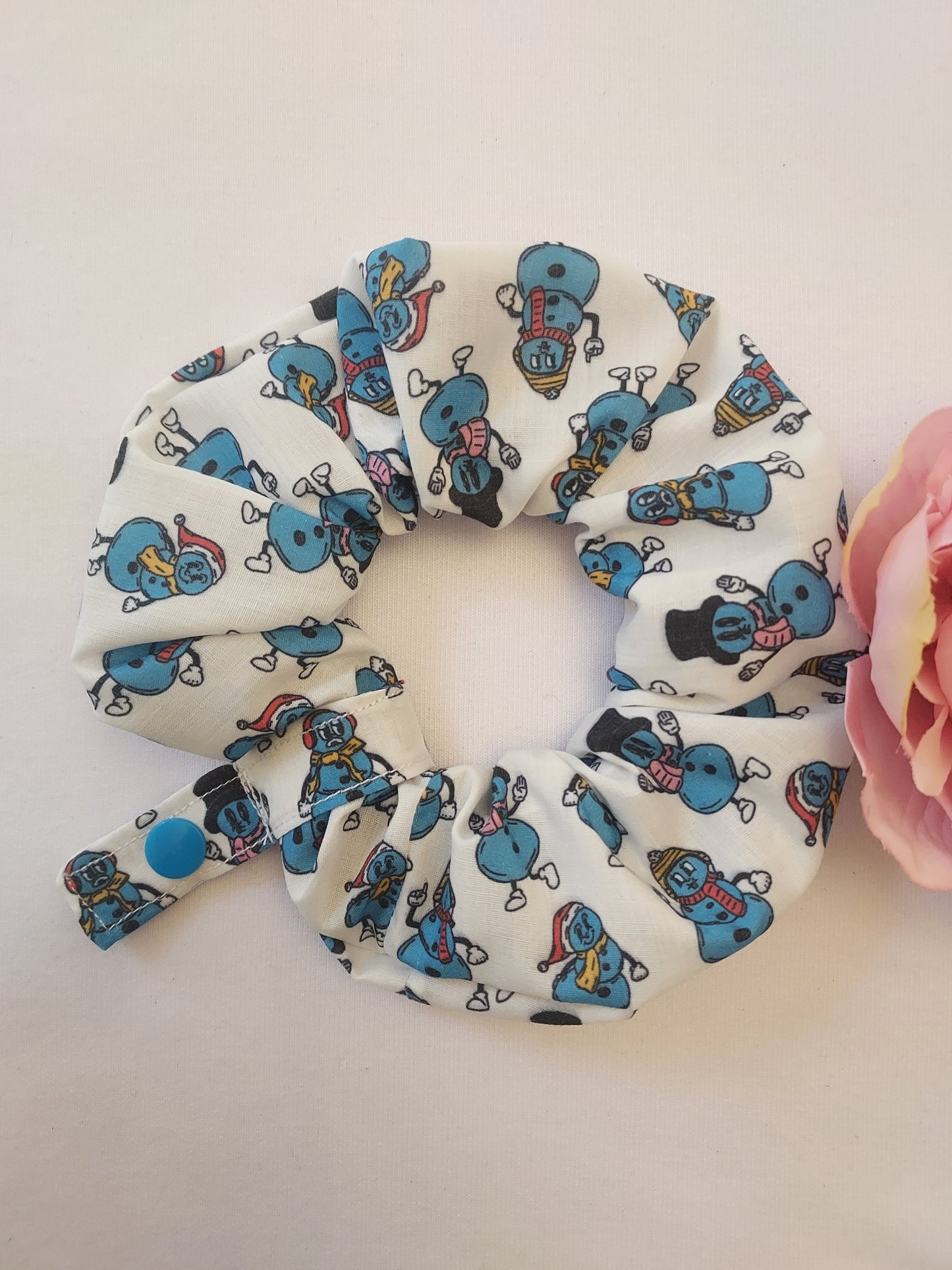 Snowman tubie scrunchie, feeding tube, nj, ng, oxygen tube christmas