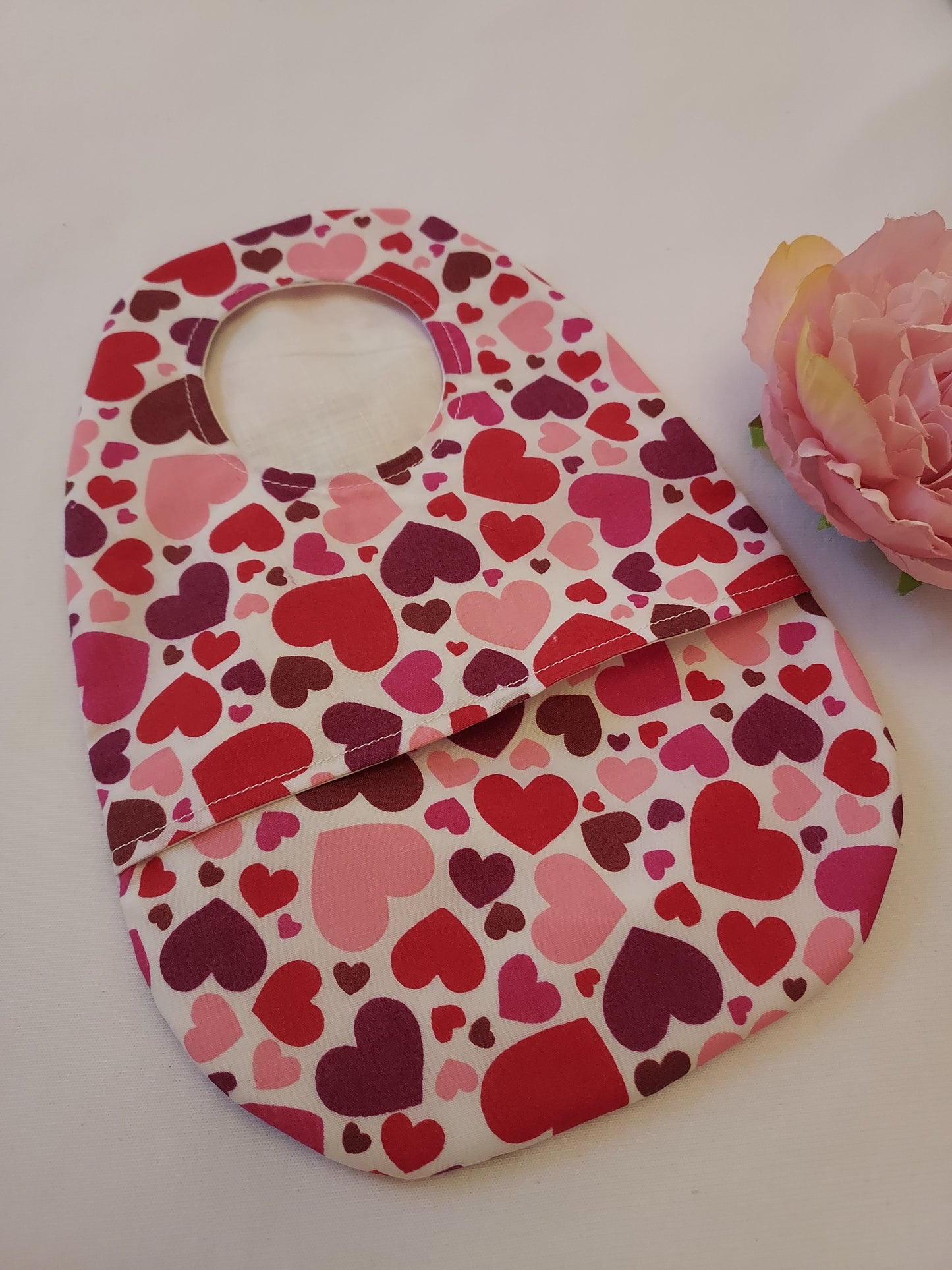 Red Hearts stoma bag cover, Colostomy bag
