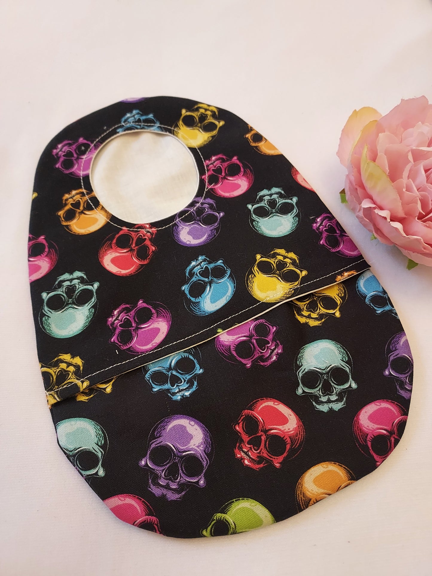 Coloured skulls stoma bag cover, Colostomy bag