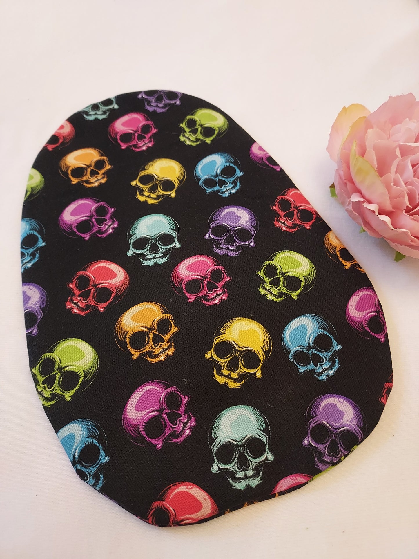 Coloured skulls stoma bag cover, Colostomy bag