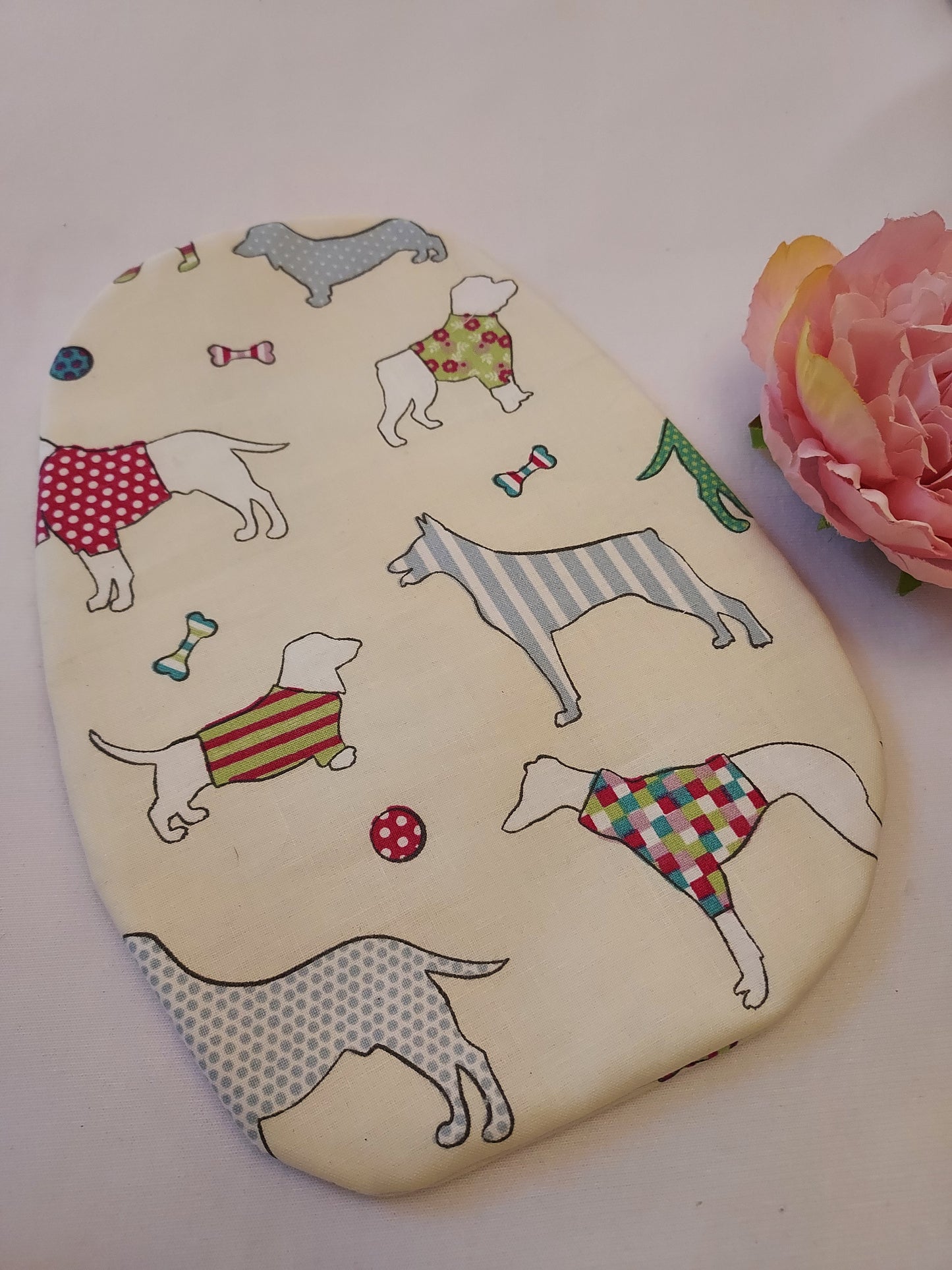 Cream Dog stoma bag cover, Colostomy bag