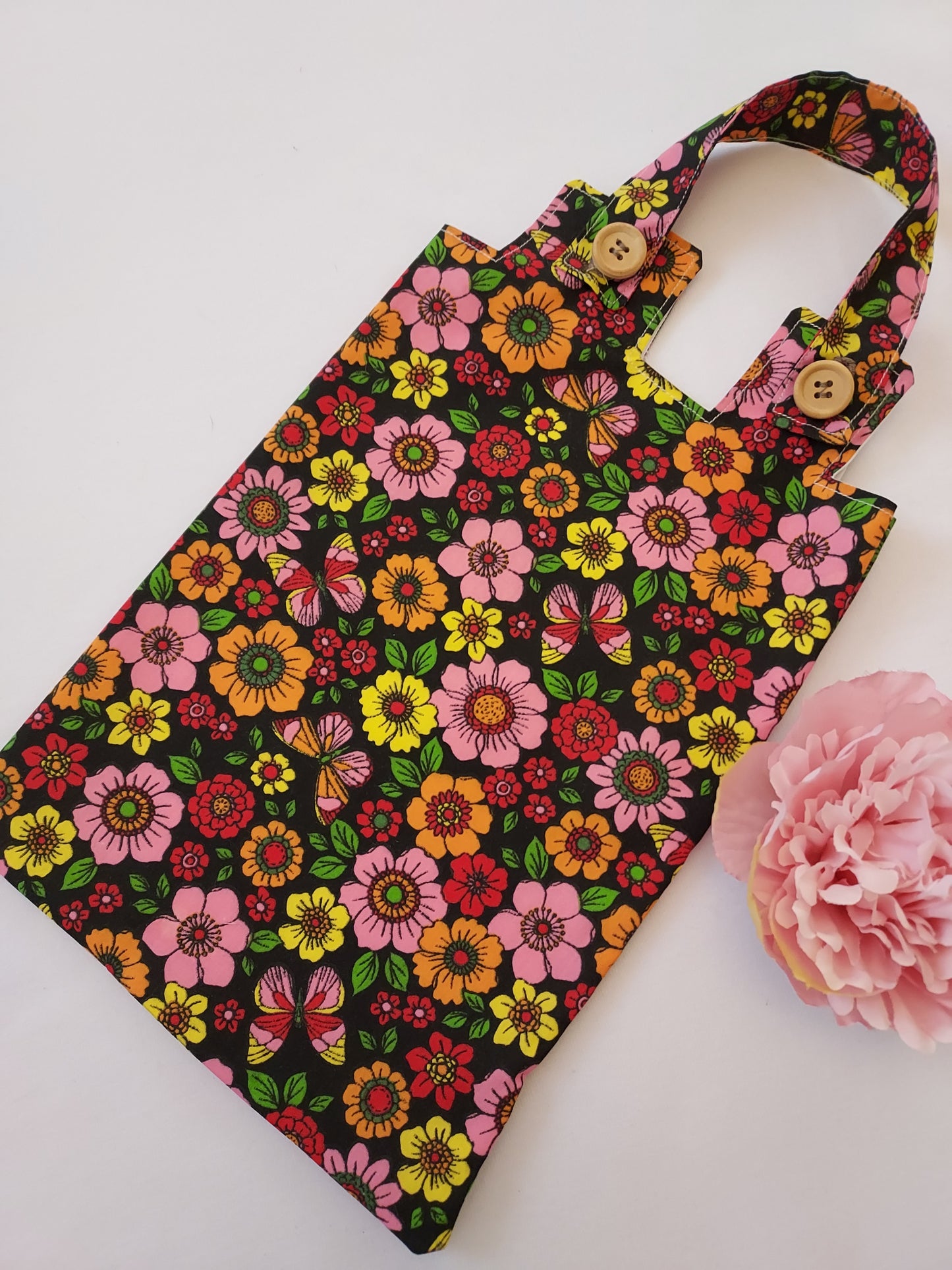 Black Floral catheter night bag cover