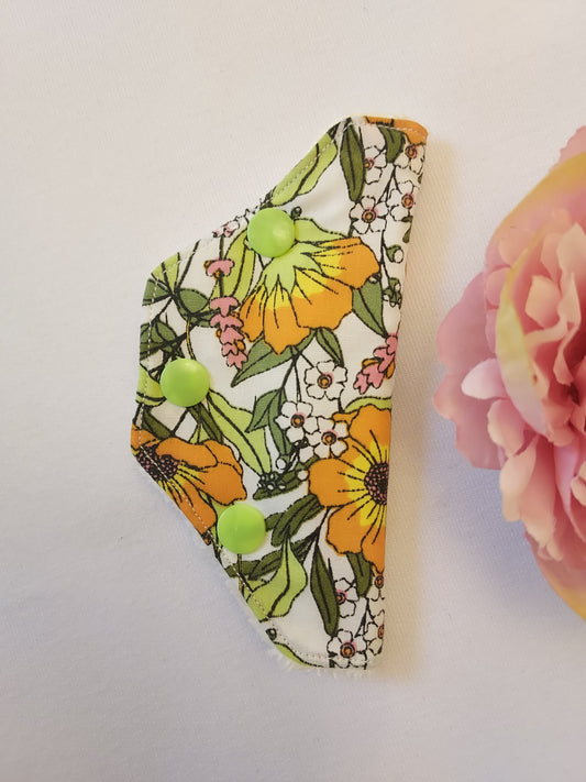 DELUXE Orange Floral Feeding tube Valve cover, connector cover, port cover, medical tube, PEG/G tube/J tube/catheter