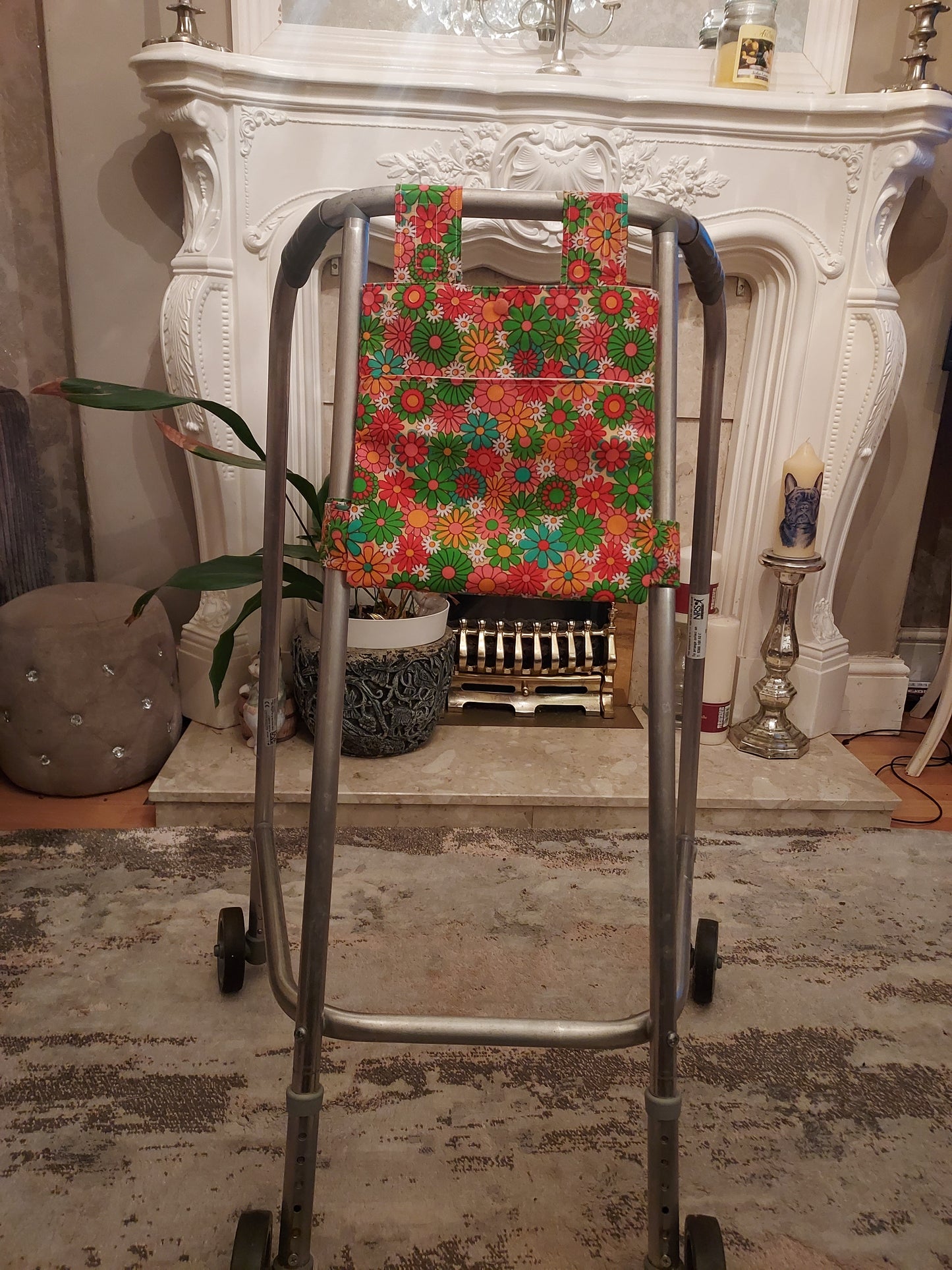 Flower Power Zimmer frame bag, walking frame bag, accessories, walking aid, handmade, bag, storage