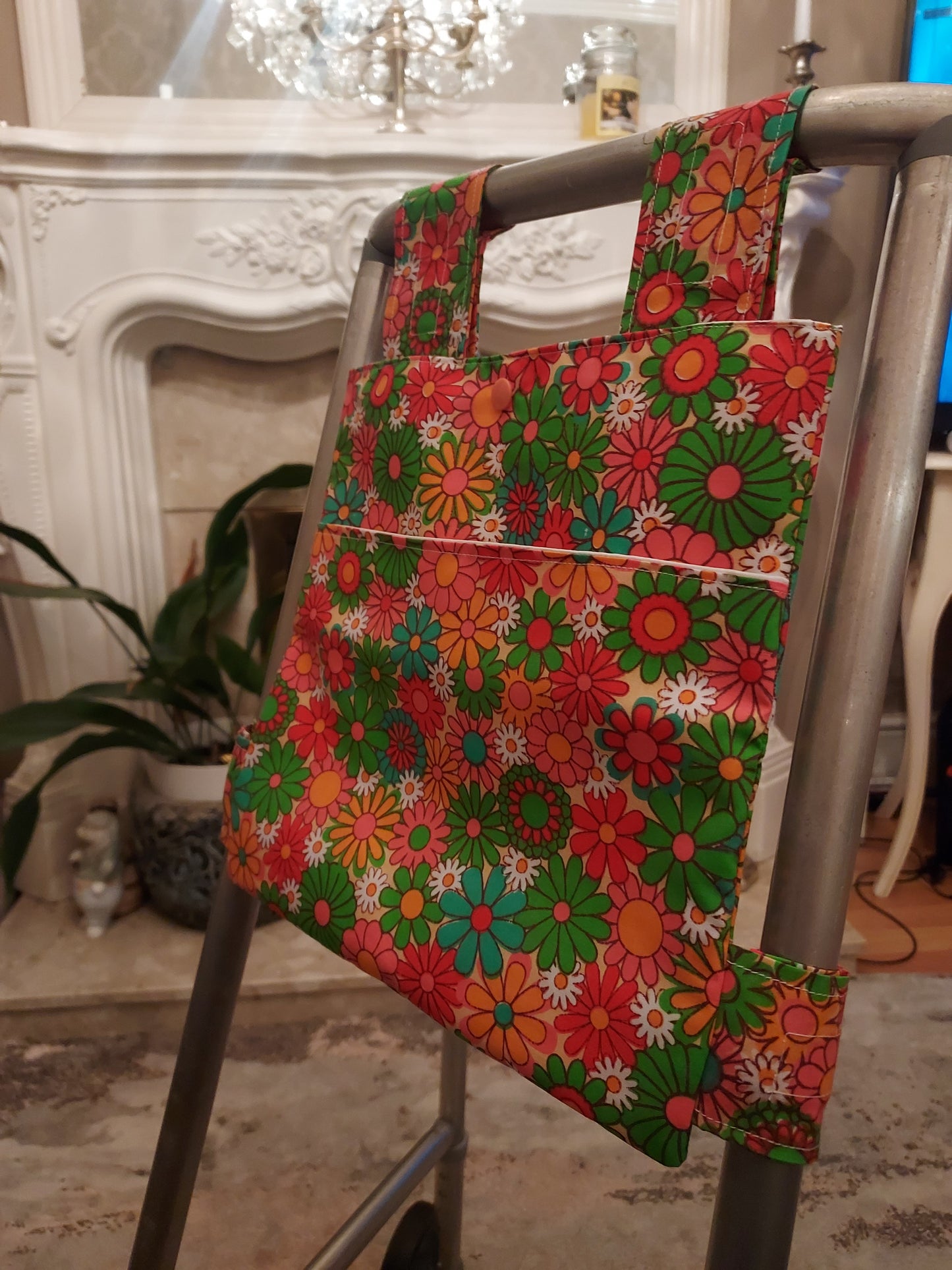 Flower Power Zimmer frame bag, walking frame bag, accessories, walking aid, handmade, bag, storage
