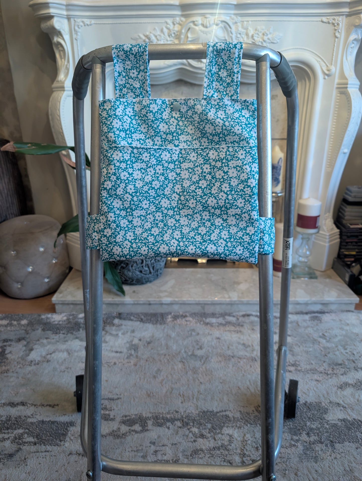 Teal Zimmer frame bag, walking frame bag, accessories, walking aid, handmade, bag, storage