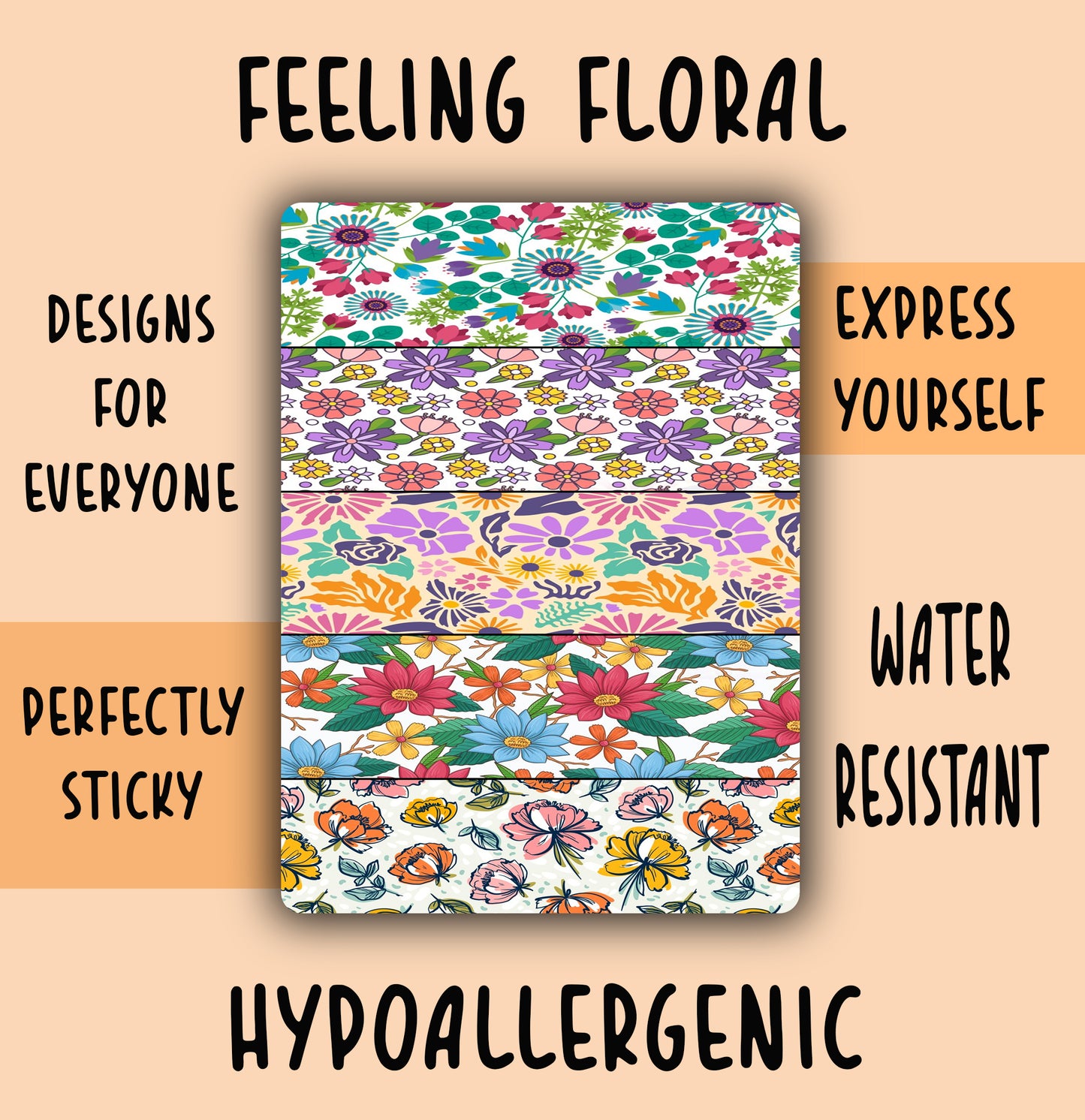 Feeling Floral Tubie Tape NG, NJ, oxygen, hypafix, medical tape