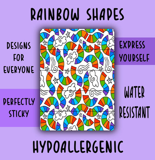 Rainbow Shapes Tubie Tape NG, NJ, oxygen,  hypafix, medical tape