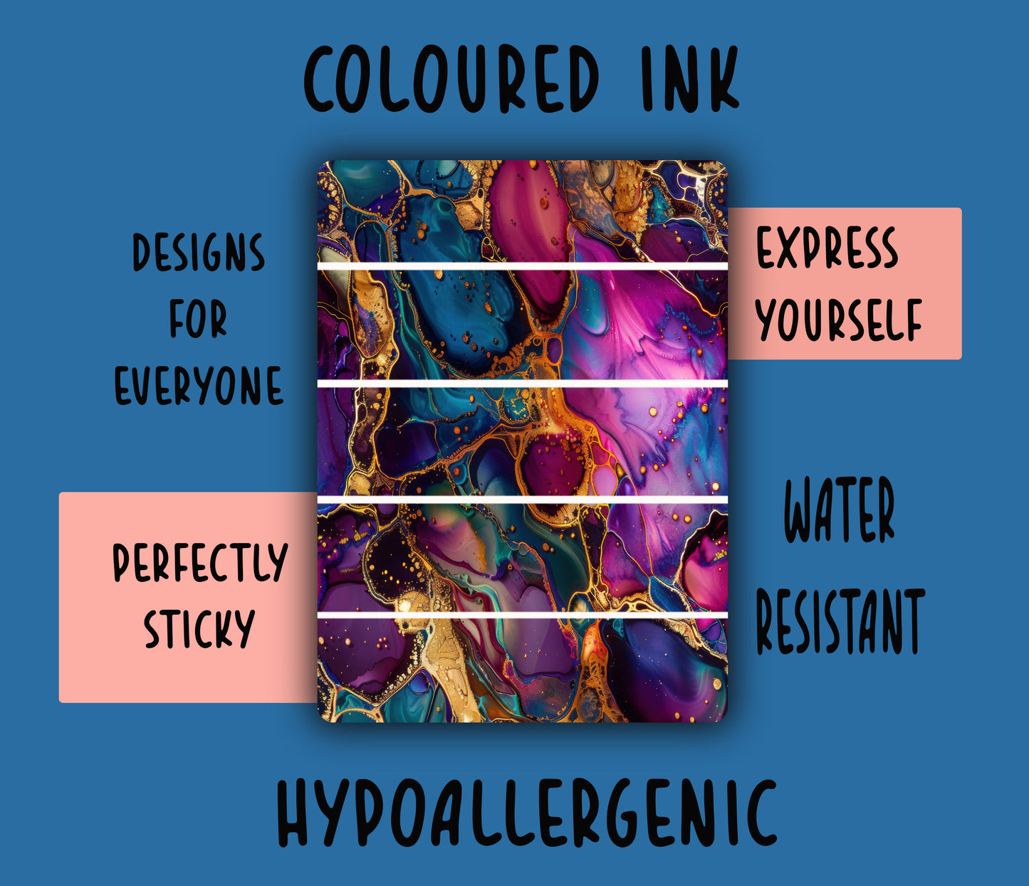 Coloured Ink Tubie Tape NG, NJ, oxygen,  hypafix, medical tape