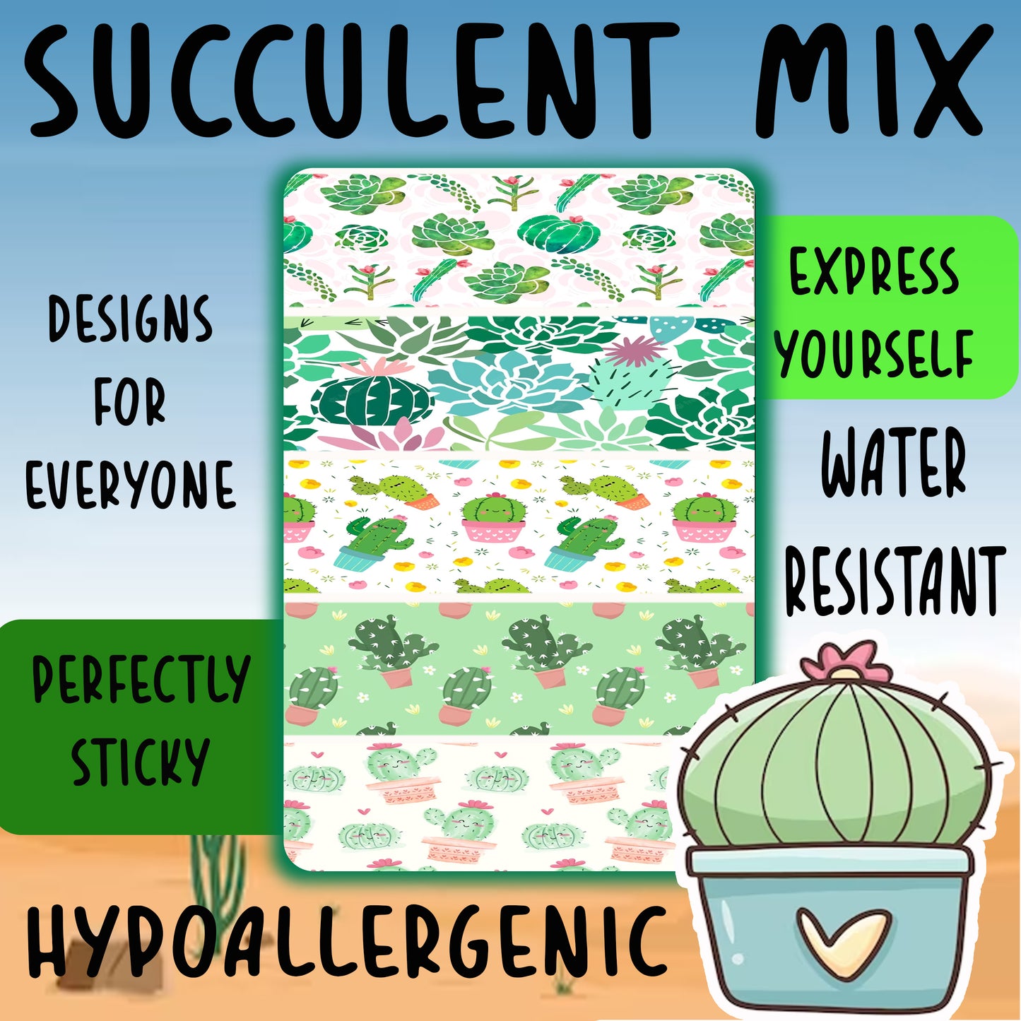 Succulent Mix Tubie Tape