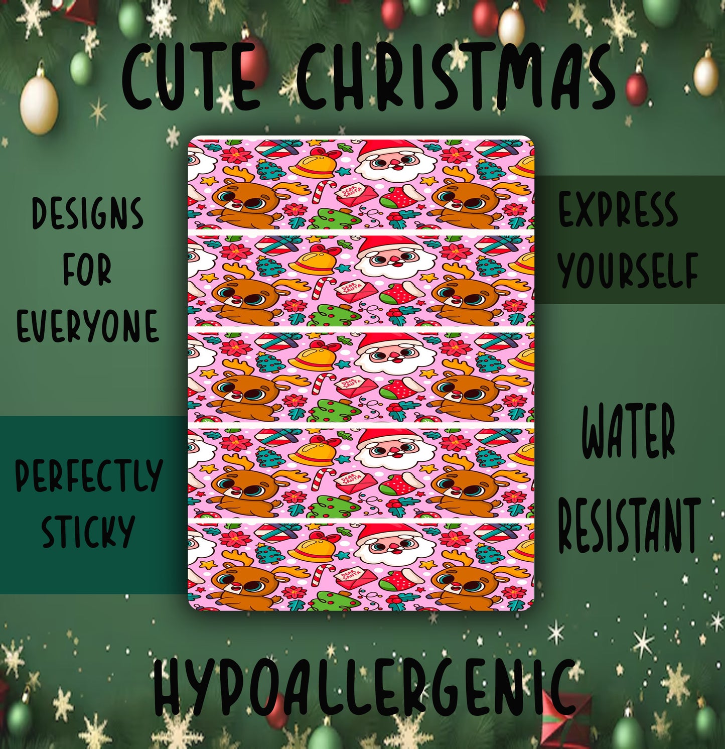Cute Christmas Tubie Tape NG, NJ, oxygen,  hypafix, medical tape