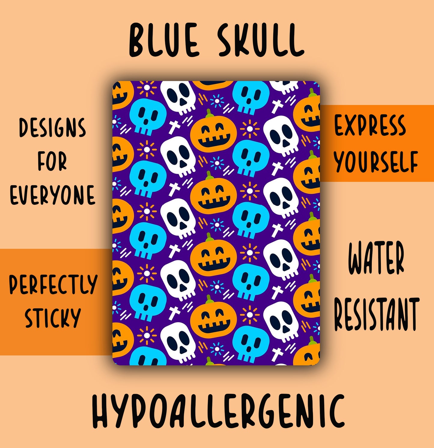Blue Skull Halloween Tubie Tape NG, NJ, oxygen
