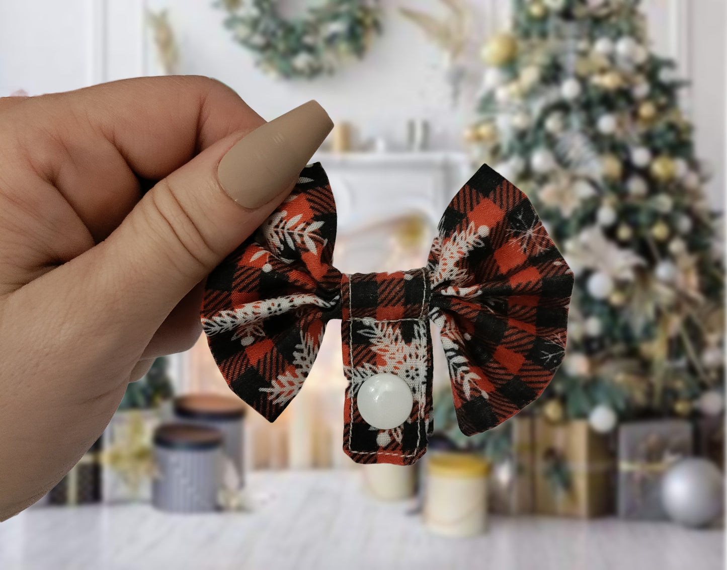 Tartan Snowflake Tubie Bow, Feeding tube accessories, NJ tube, Ng tube, oxygen tube, tube accessories, tube feeding christmas