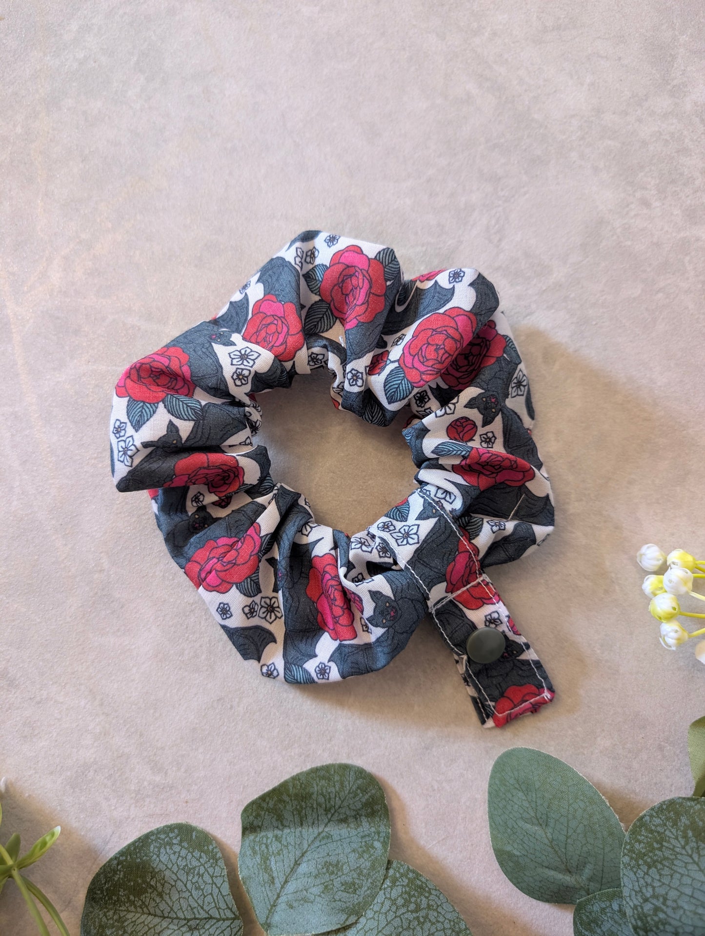 Roses and bats tubie scrunchie
