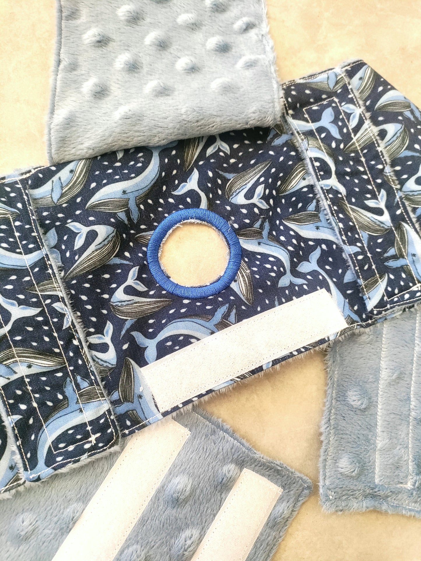 Blue whale PEG tube belt