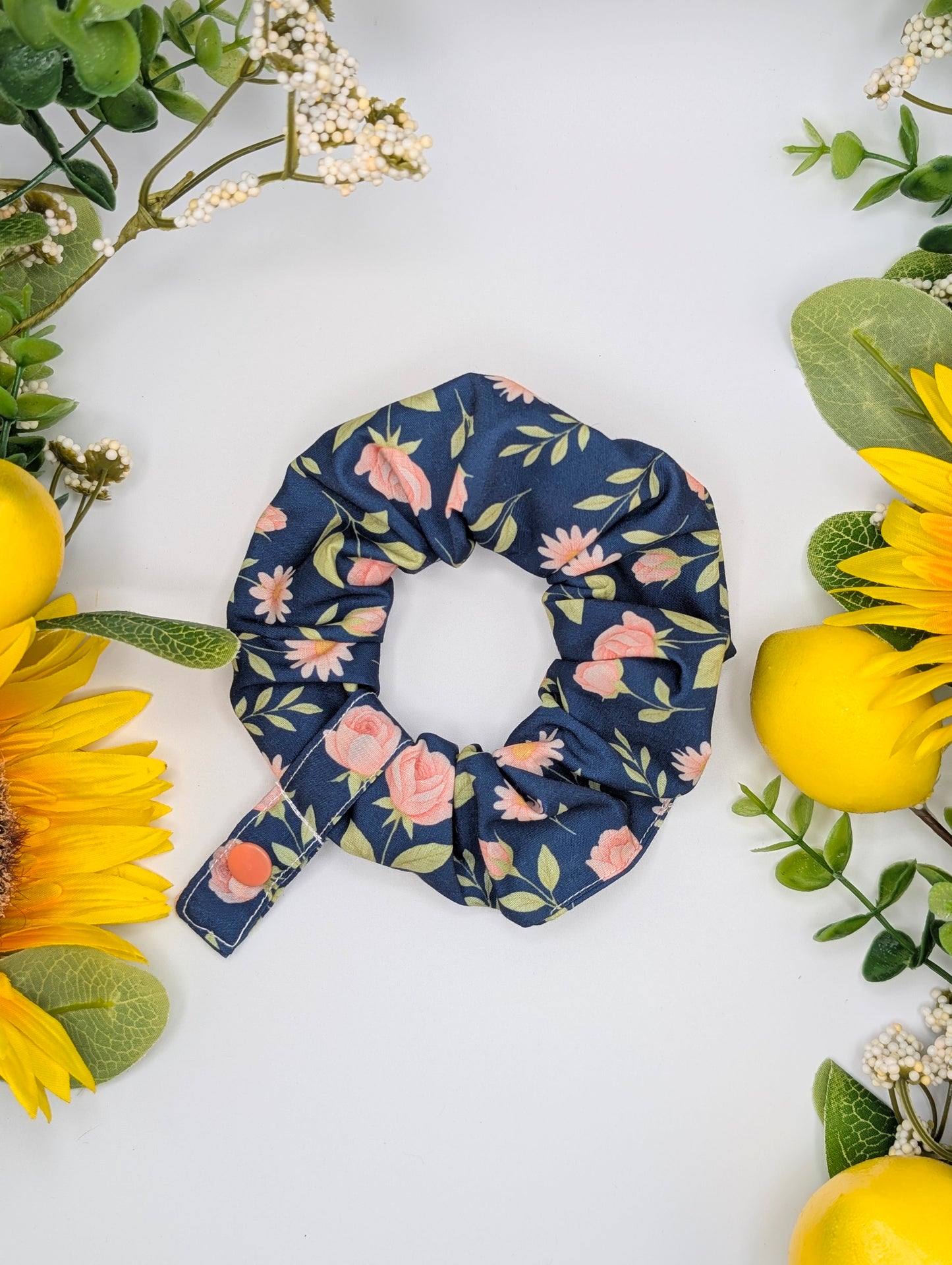 Navy rose tubie scrunchie