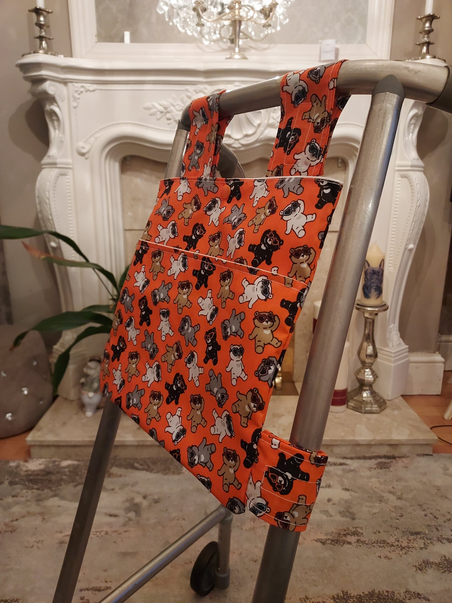 Orange Bear Zimmer frame bag, walking frame bag, accessories, walking aid, handmade, bag, storage