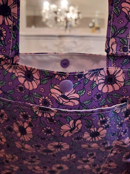 Purple Poppy stripe Zimmer frame bag, walking frame bag, accessories, walking aid, handmade, bag, storage