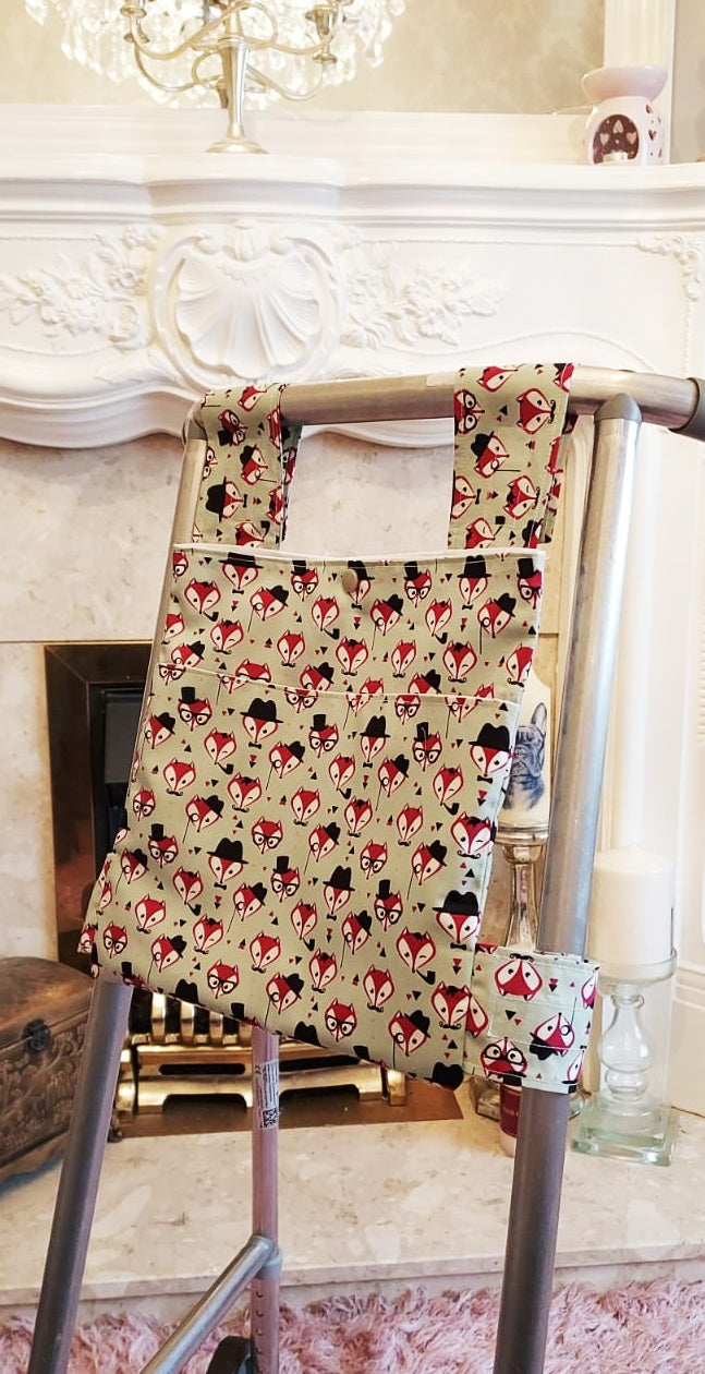 Mr Fox Zimmer frame bag, walking frame bag, accessories, walking aid, handmade, bag, storage