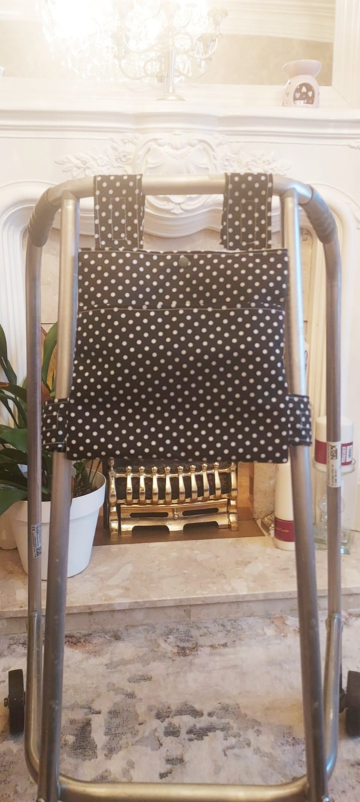 Black spot Zimmer frame bag, walking frame bag, accessories, walking aid, handmade, bag, storage