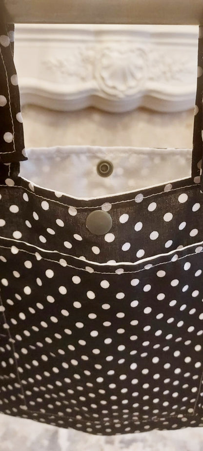 Black spot Zimmer frame bag, walking frame bag, accessories, walking aid, handmade, bag, storage