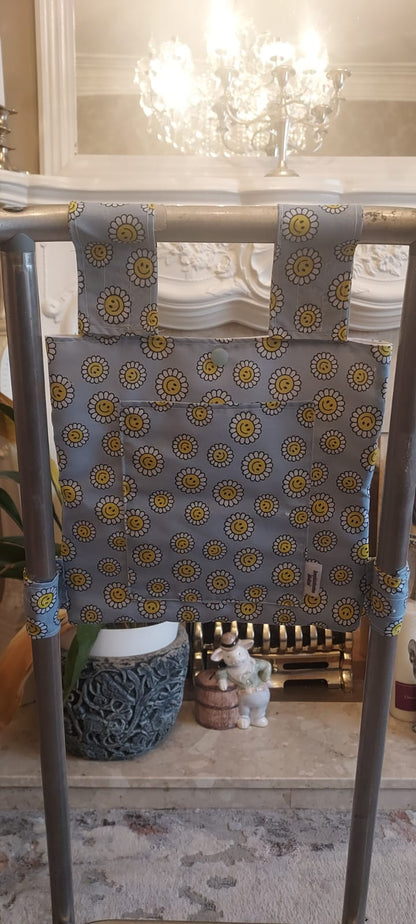 Smiley floral Zimmer frame bag, walking frame bag, accessories, walking aid, handmade, bag, storage