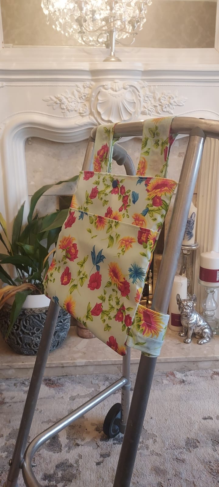 Mint floral Zimmer frame bag, walking frame bag, accessories, walking aid, handmade, bag, storage (Copy)