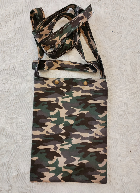 Army Camo syringe driver bag, medical bag, feeding tube, medical accessories. Shoulder bag, pump bag, chemo pump, cancer