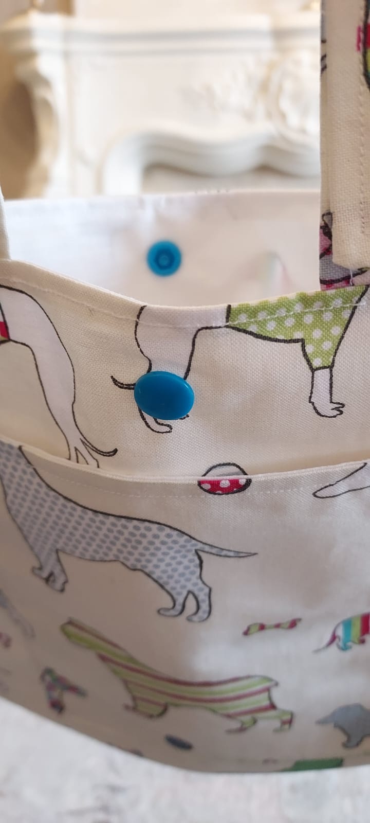 Cream Dog Zimmer frame bag, walking frame bag, accessories, walking aid, handmade, bag, storage