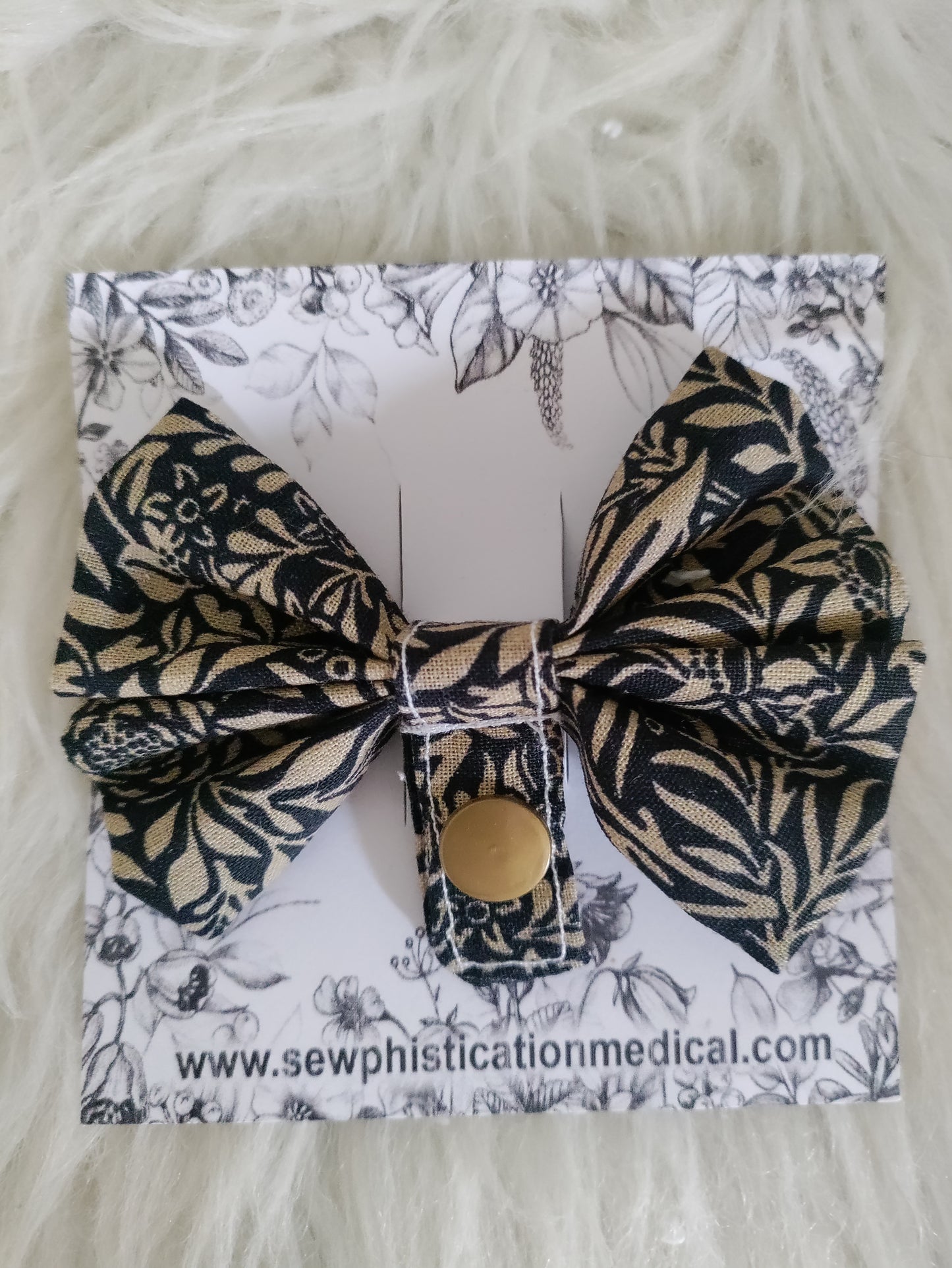 Black and gold Tubie Bow, Feeding tube accessories