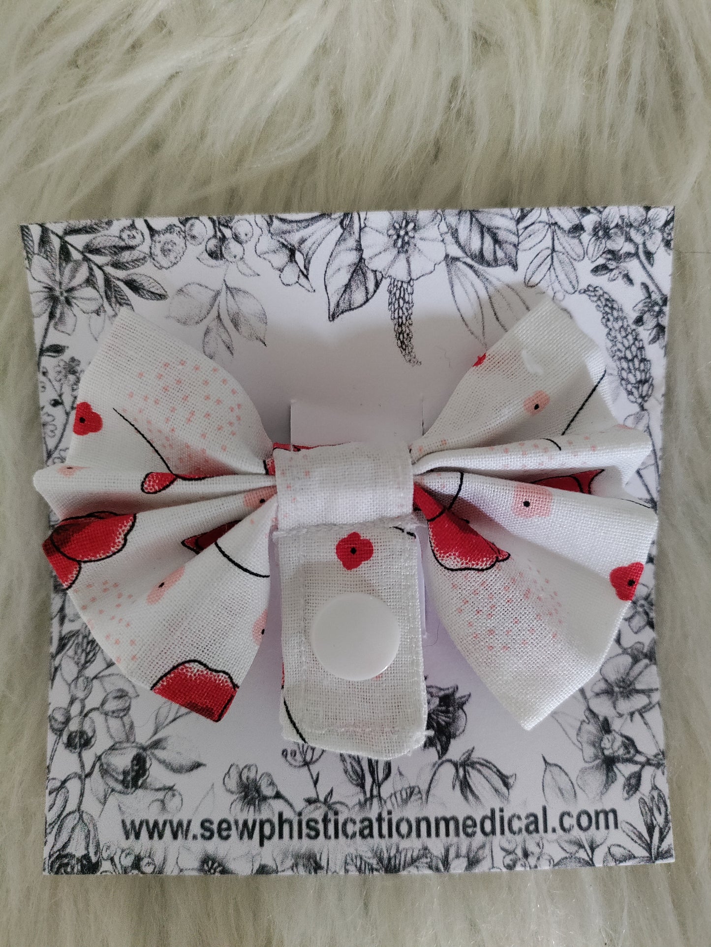 White poppy Tubie Bow, Feeding tube accessories