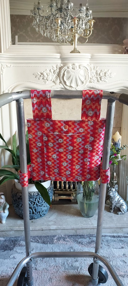 Retro red Zimmer frame bag, walking frame bag, accessories, walking aid, handmade, bag, storage (Copy)