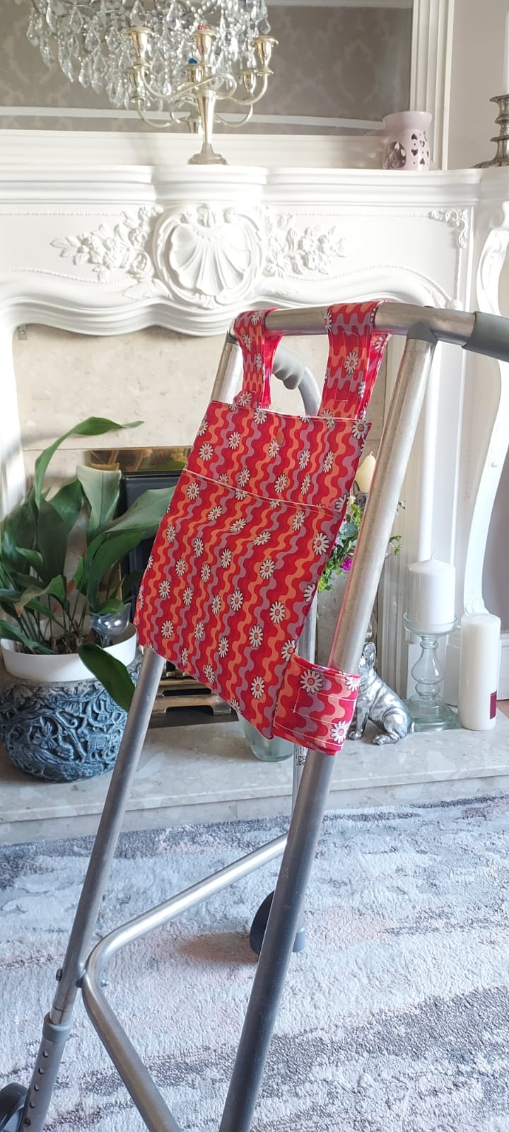 Retro red Zimmer frame bag, walking frame bag, accessories, walking aid, handmade, bag, storage (Copy)