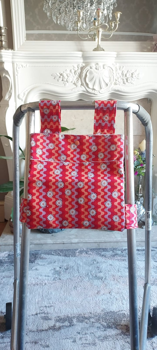 Retro red Zimmer frame bag, walking frame bag, accessories, walking aid, handmade, bag, storage (Copy)