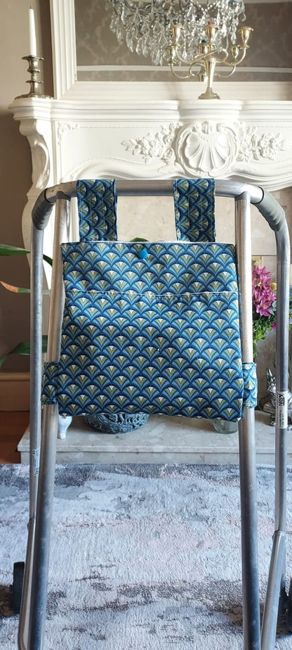 Blue Retro Zimmer frame bag, walking frame bag, accessories, walking aid, handmade, bag, storage