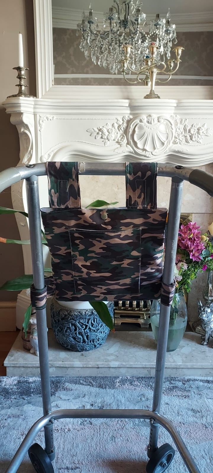 Army camo Zimmer frame bag, walking frame bag, accessories, walking aid, handmade, bag, storage