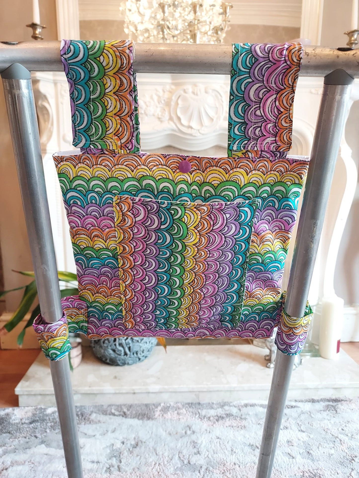 Rainbow wave Zimmer frame bag, walking frame bag, accessories, walking aid, handmade, bag, storage