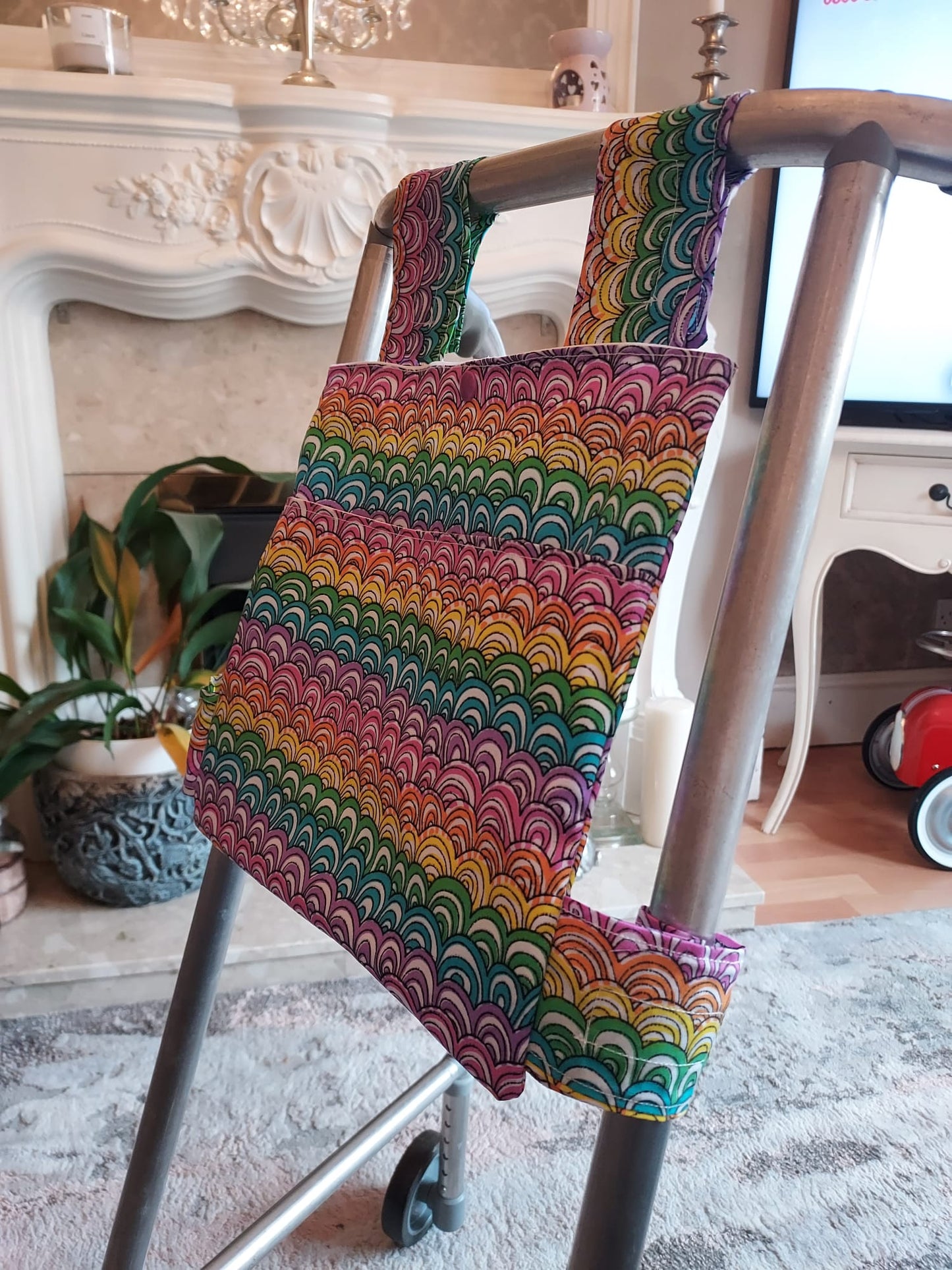 Rainbow wave Zimmer frame bag, walking frame bag, accessories, walking aid, handmade, bag, storage