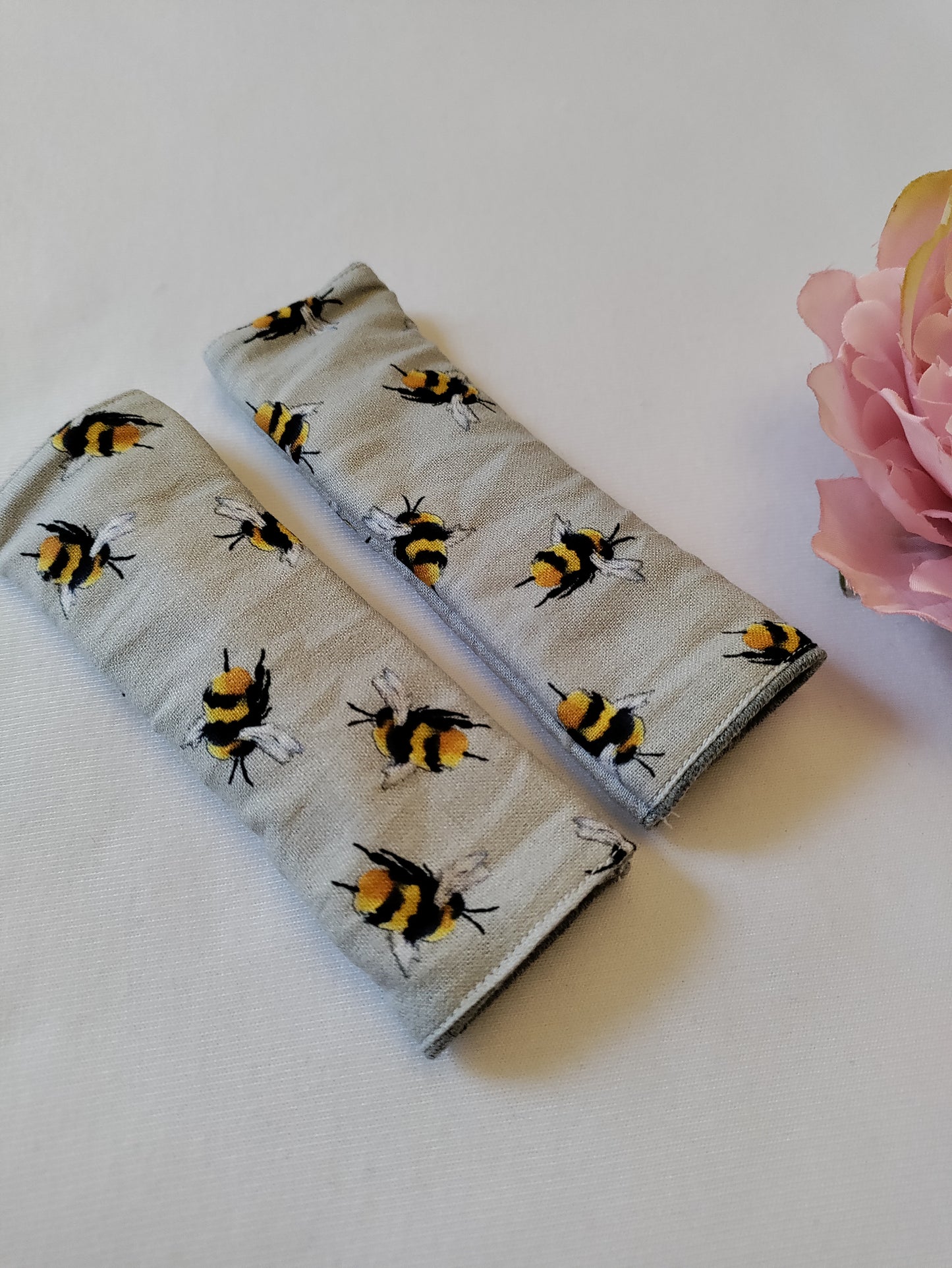 Grey Bee  Pair of 5" Slide On, comfort Cheek strap covers. CPAP, BIPAP, Ventilator, headgear, sleep apnea, medical