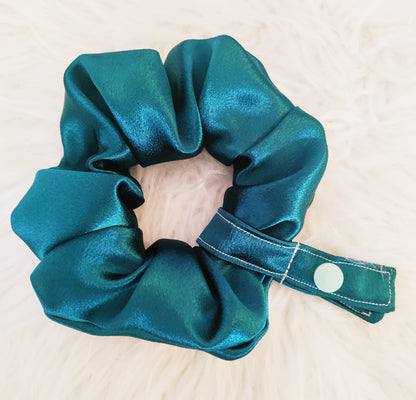 Teal satin tubie scrunchie