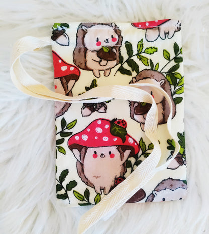 Hedgehog mushroom Hickman line pouch/bag, Central line, Broviac Line, Drawstring, Chemo Cancer, haemodialysis, Dialysis, hospital, medical bag