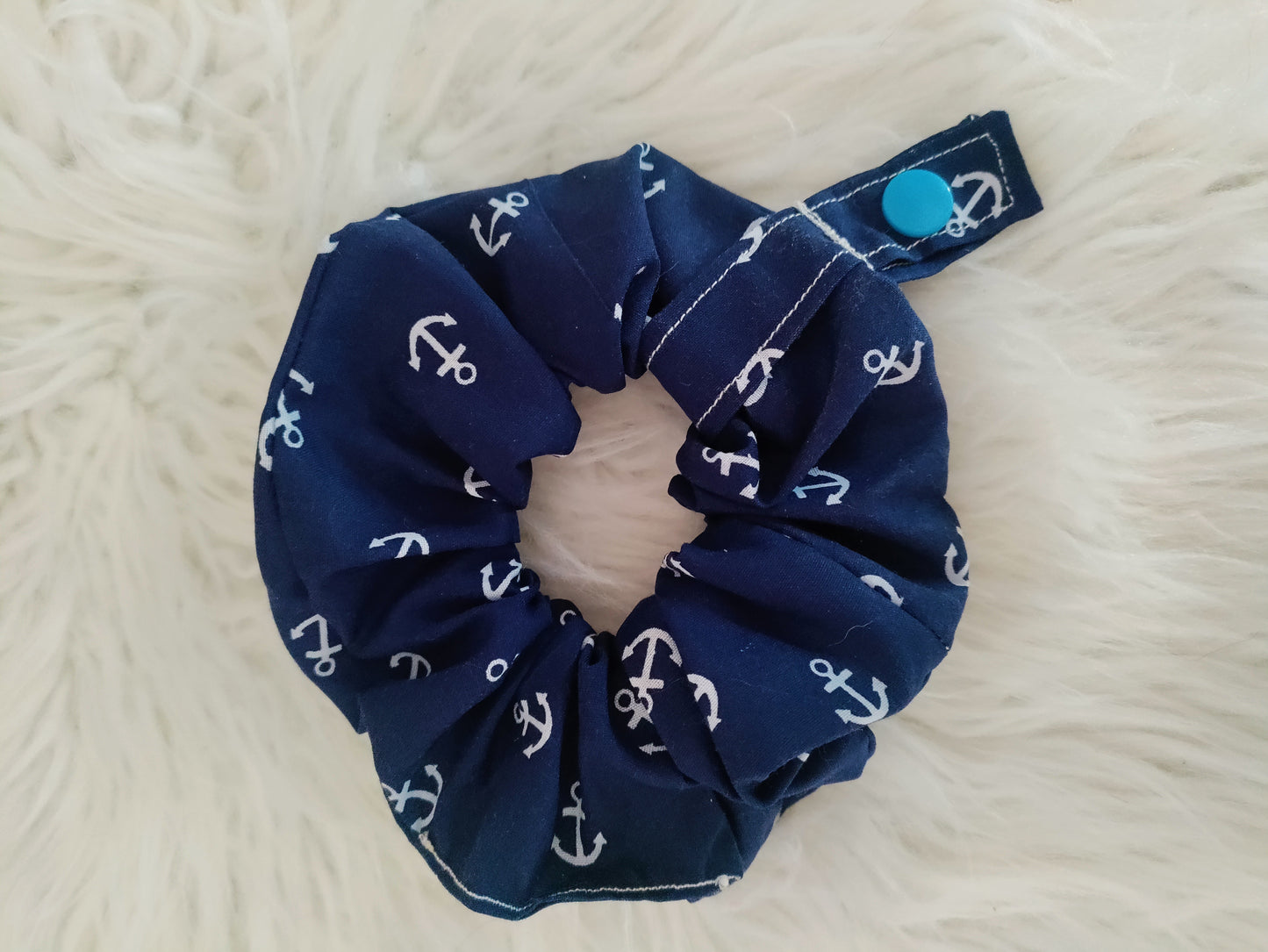 Navy anchor tubie scrunchie