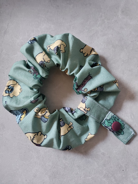Classic Winnie the Pooh (green) tubie scrunchie ng tube, nj tube, Feeding tube