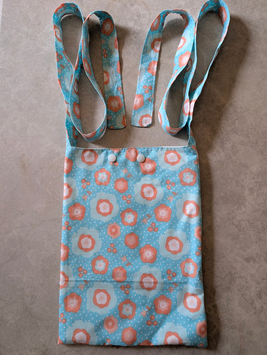 Blue Flower syringe driver bag, medical bag, feeding tube, medical accessories. Shoulder bag, pump bag, chemo pump, cancer