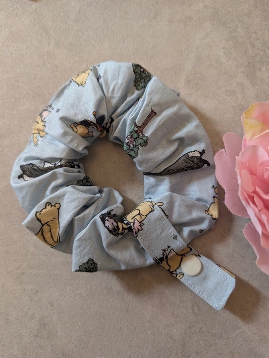 Classic Winnie the Pooh (blue) tubie scrunchie ng tube, nj tube, Feeding tube