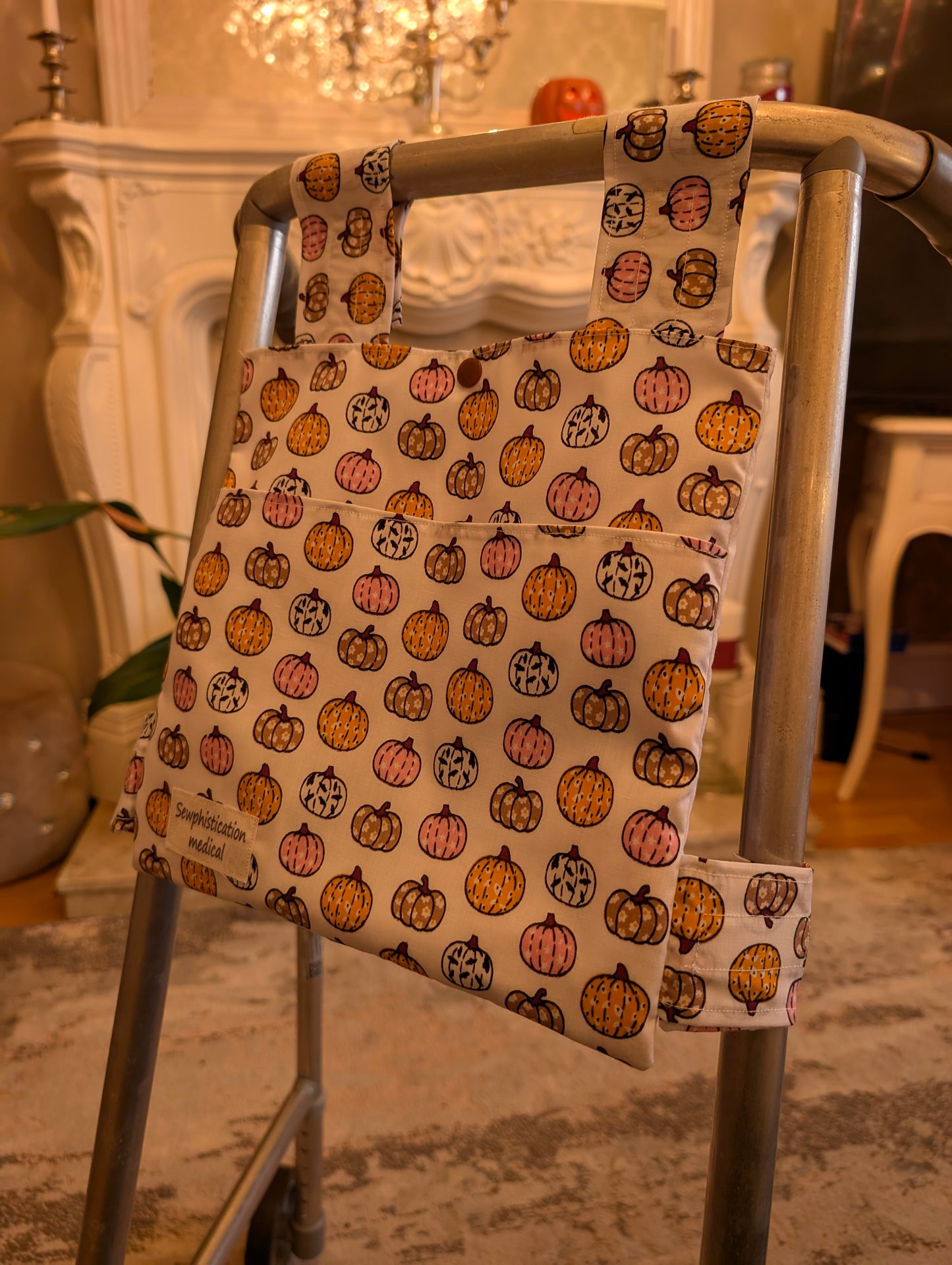 Pumpkin Zimmer frame bag, walking frame bag, accessories, walking aid, handmade, bag, storage