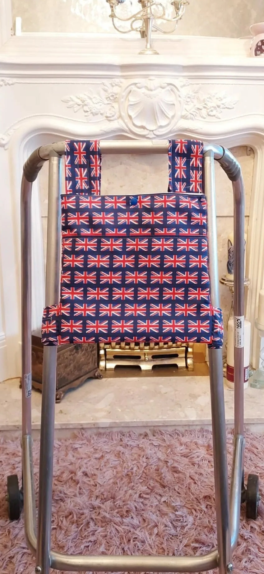 Union jack Zimmer frame bag, walking frame bag, accessories, walking aid, handmade, bag, storage